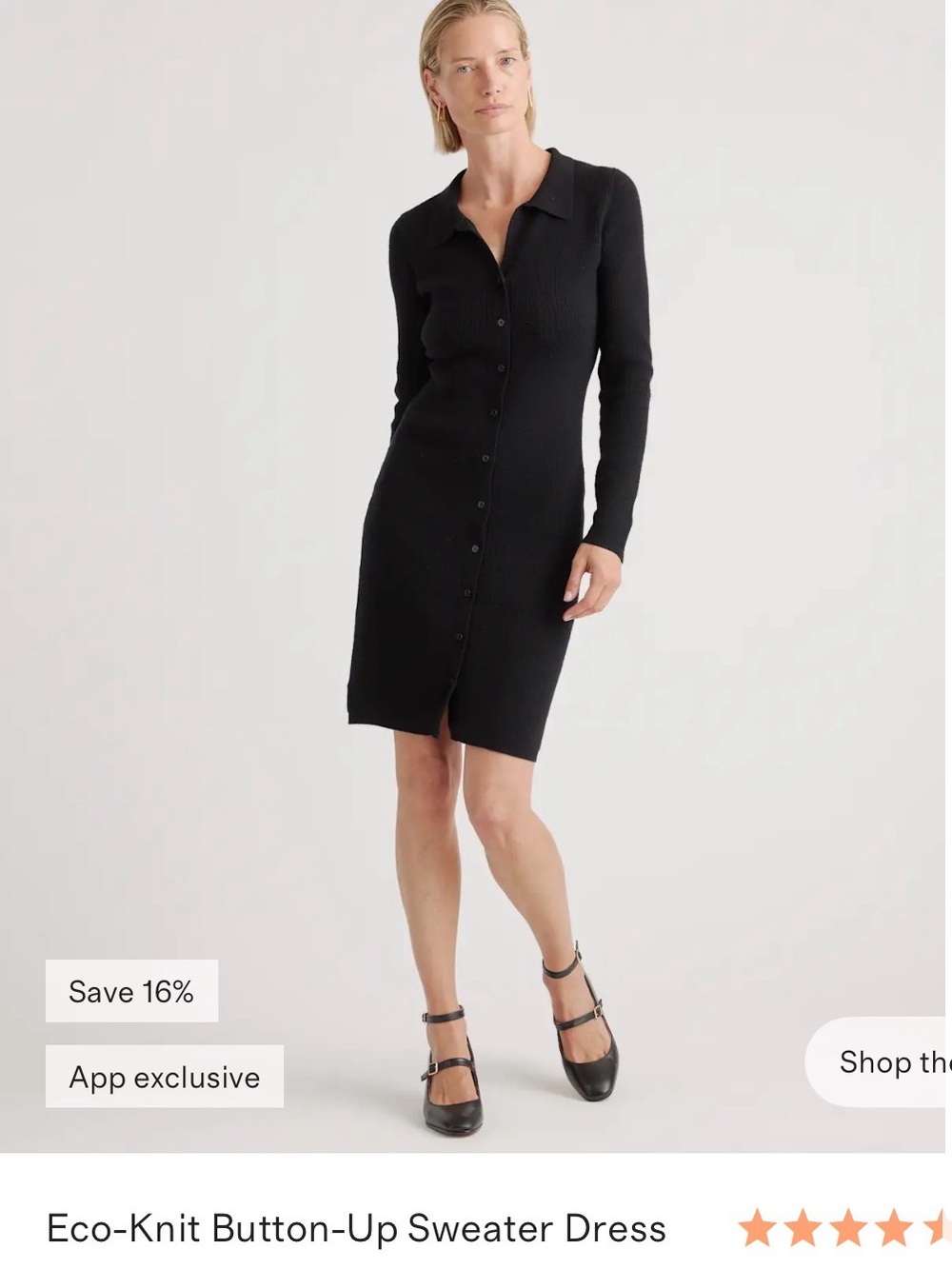 Quince NWOT Black Button-Up Midi Dress - Picture 2 of 4